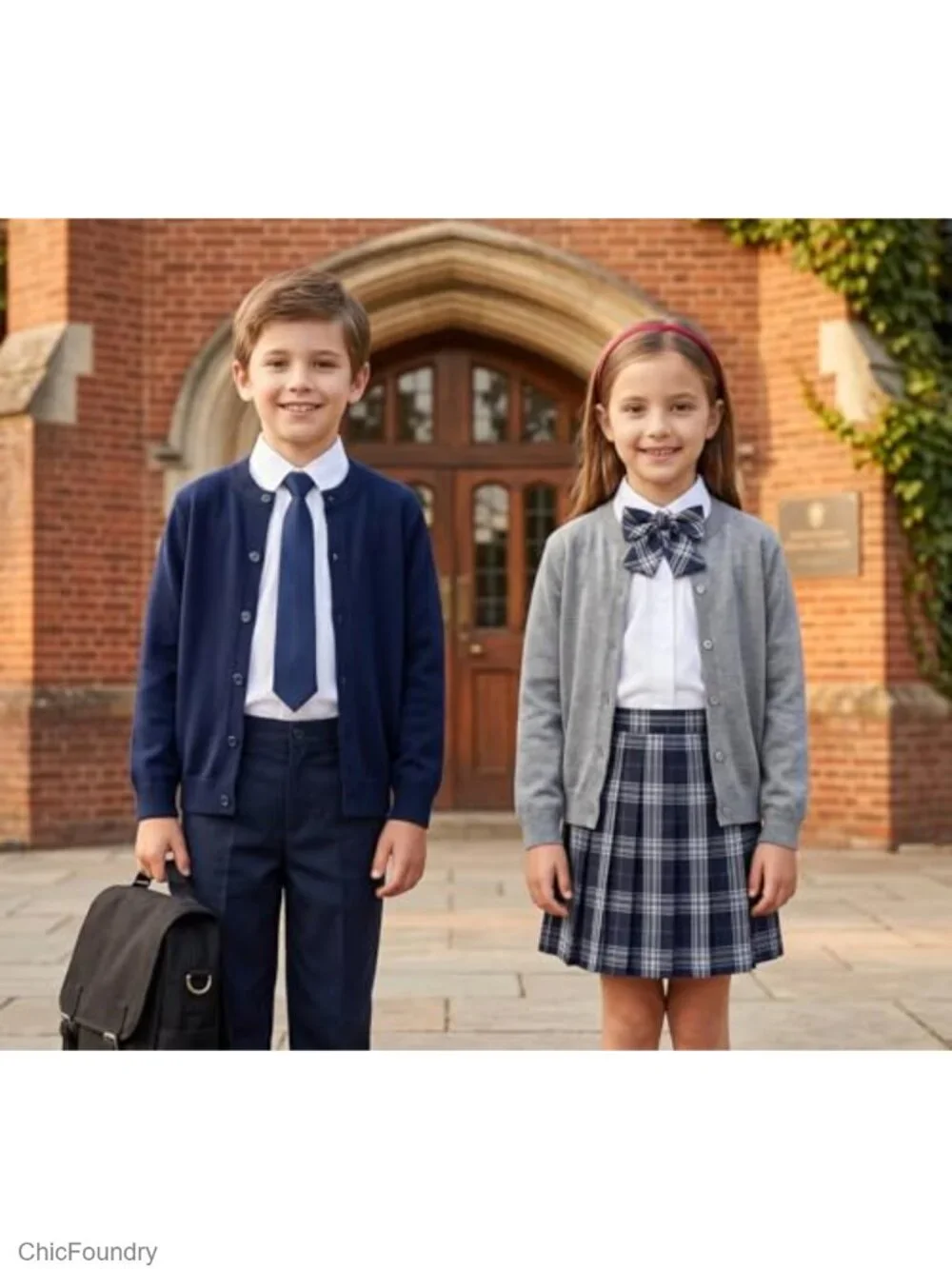 Girls Cotton Cardigan Sweater Button Front School Uniform Casual Long Sleeve